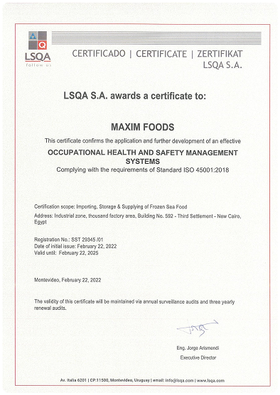 ISO 45001:2018  for Our Occupational health and safety  management system